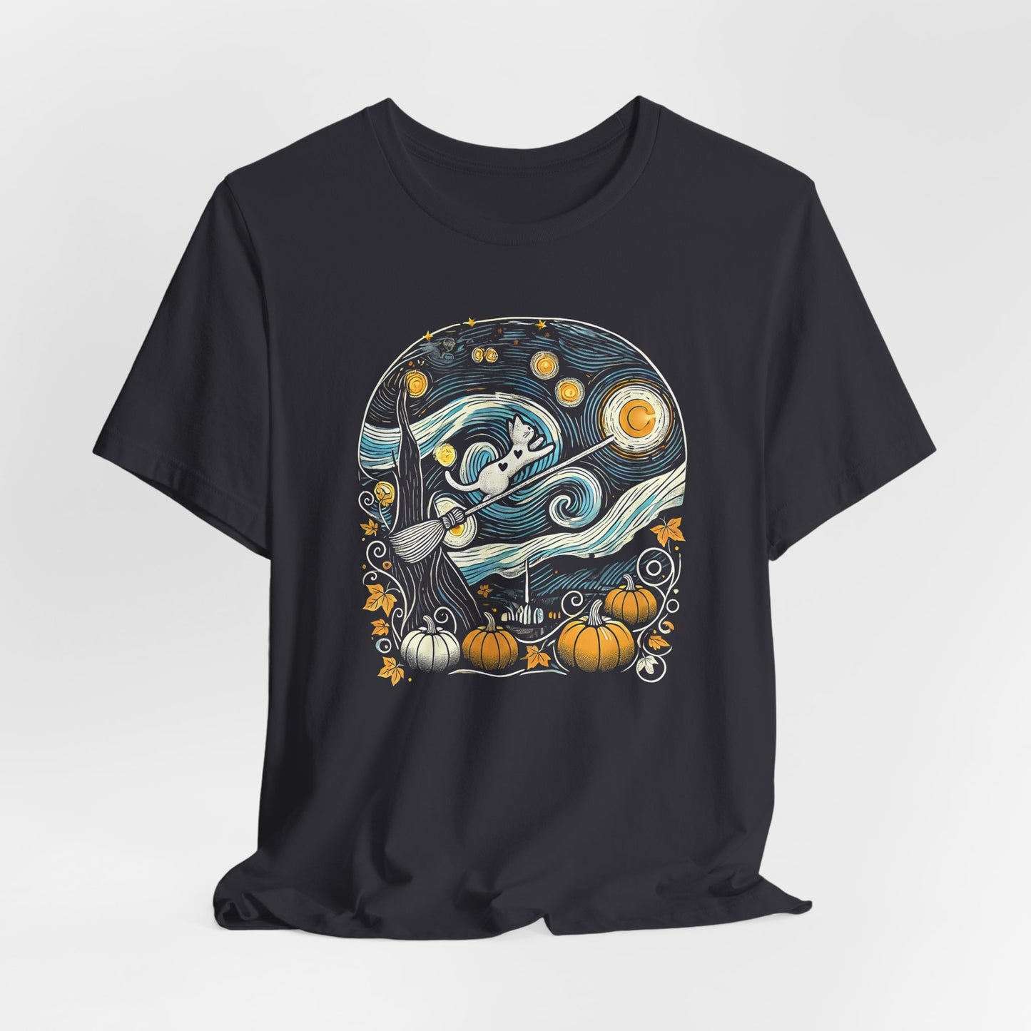 Halloween Starry Night - Broom Cat
