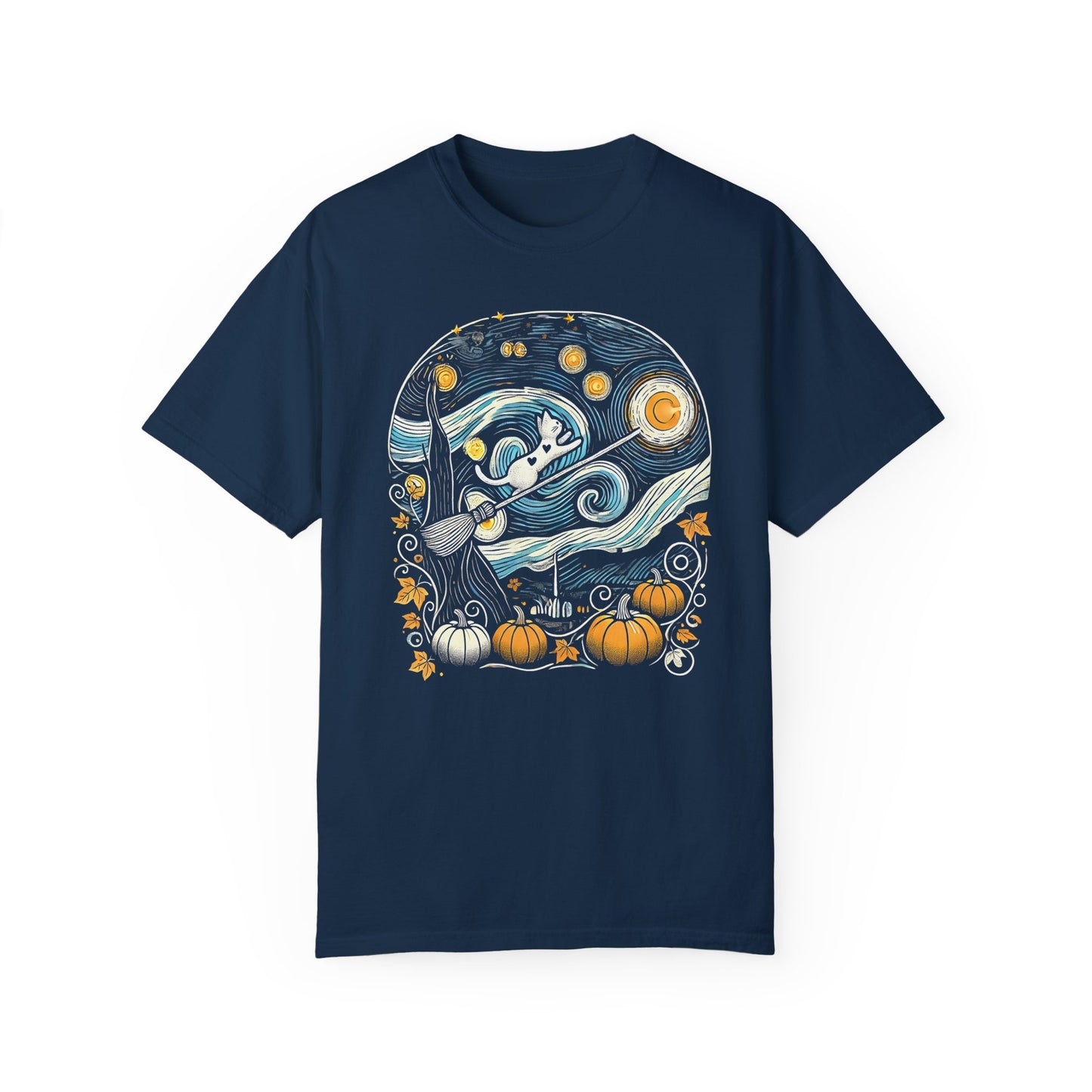 Halloween Starry Night - Broom Cat