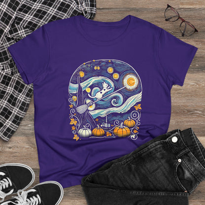 Halloween Starry Night - Broom Cat