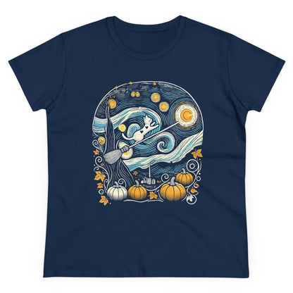 Halloween Starry Night - Broom Cat