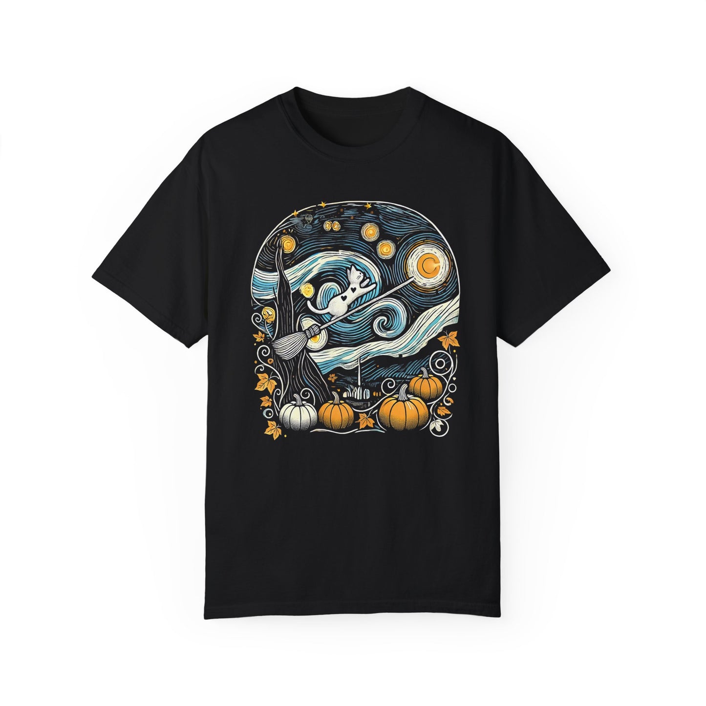 Halloween Starry Night - Broom Cat