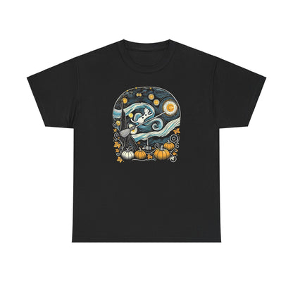 Halloween Starry Night - Broom Cat