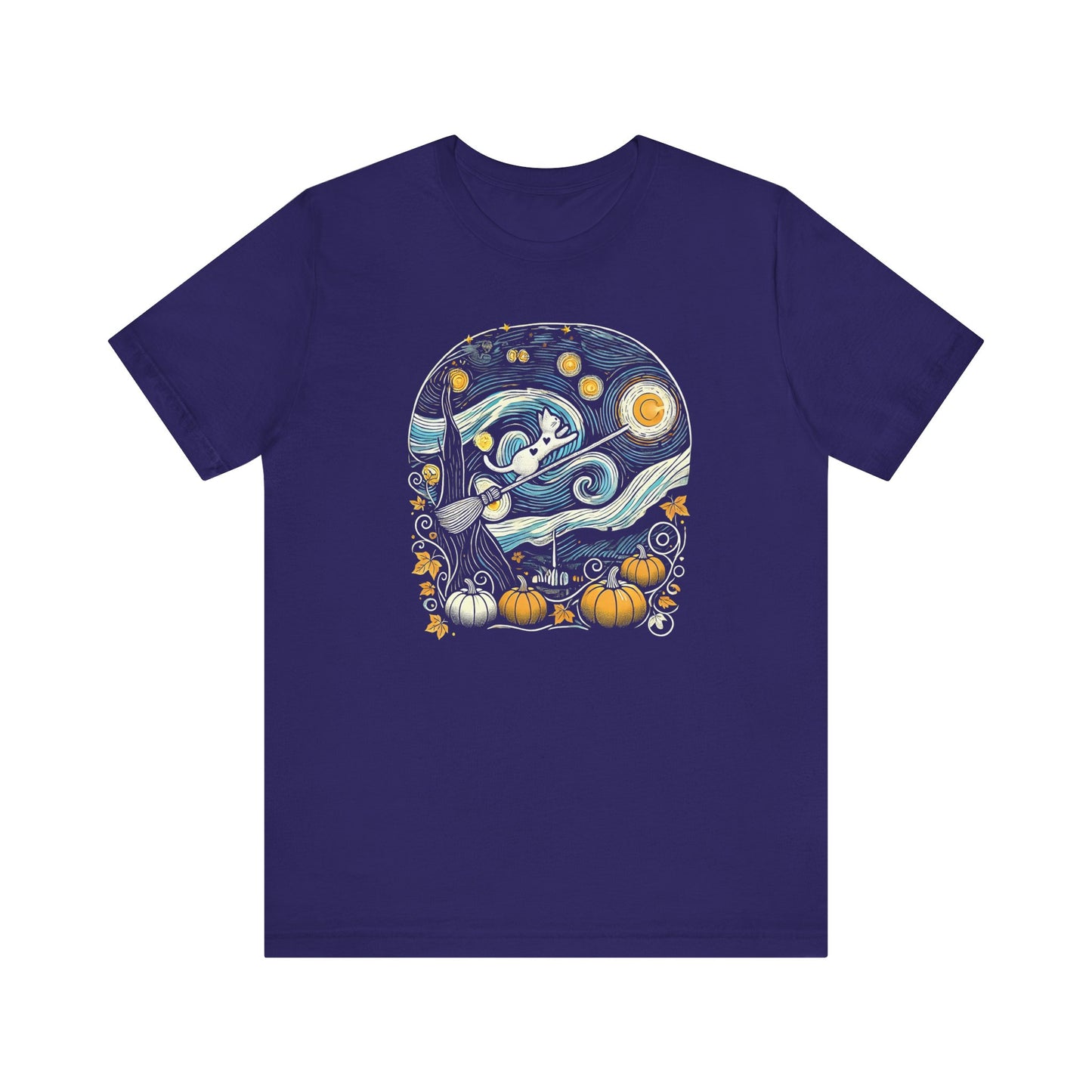 Halloween Starry Night - Broom Cat