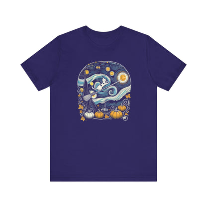Halloween Starry Night - Broom Cat