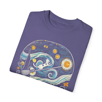 Halloween Starry Night - Broom Cat