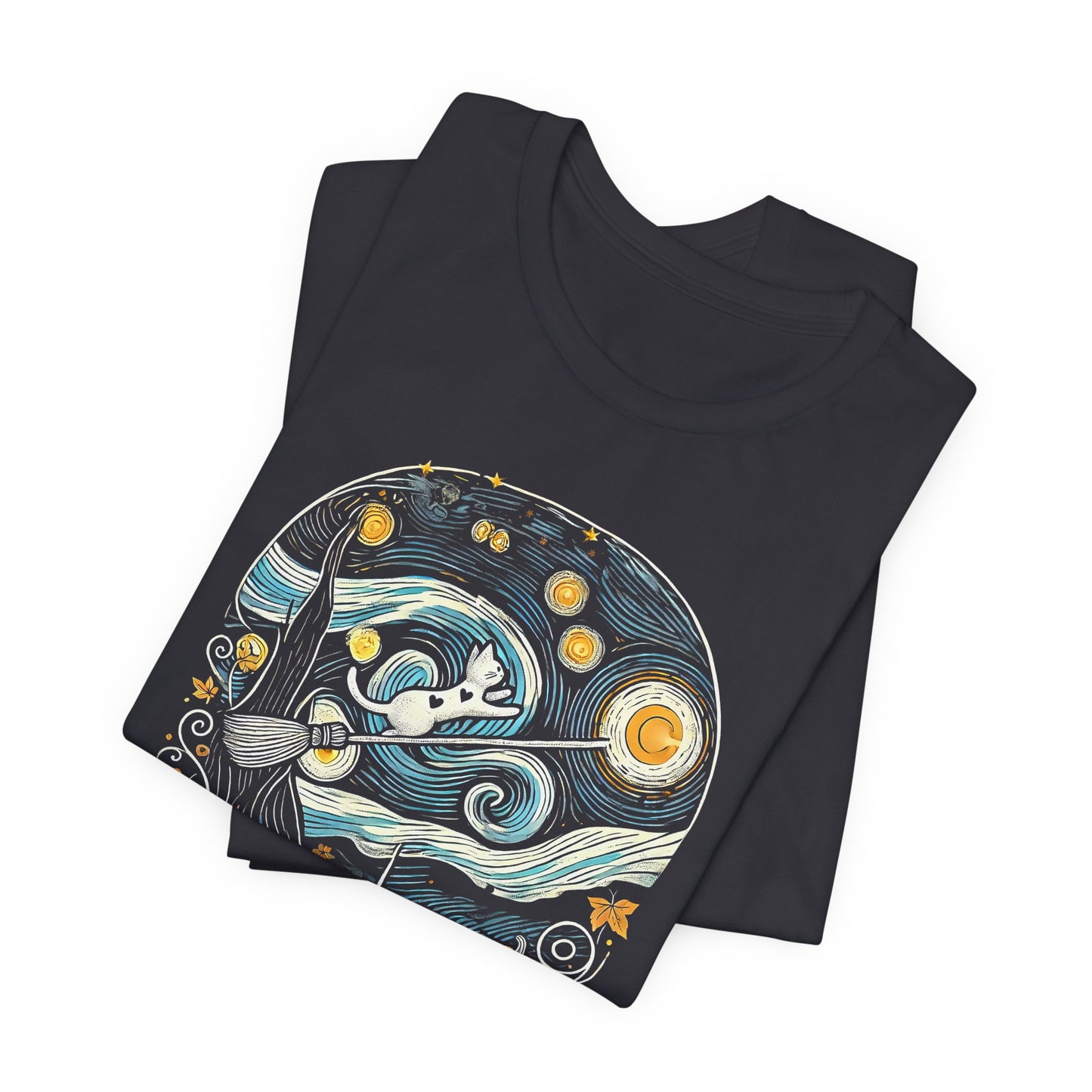 Halloween Starry Night - Broom Cat