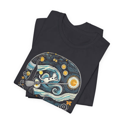 Halloween Starry Night - Broom Cat