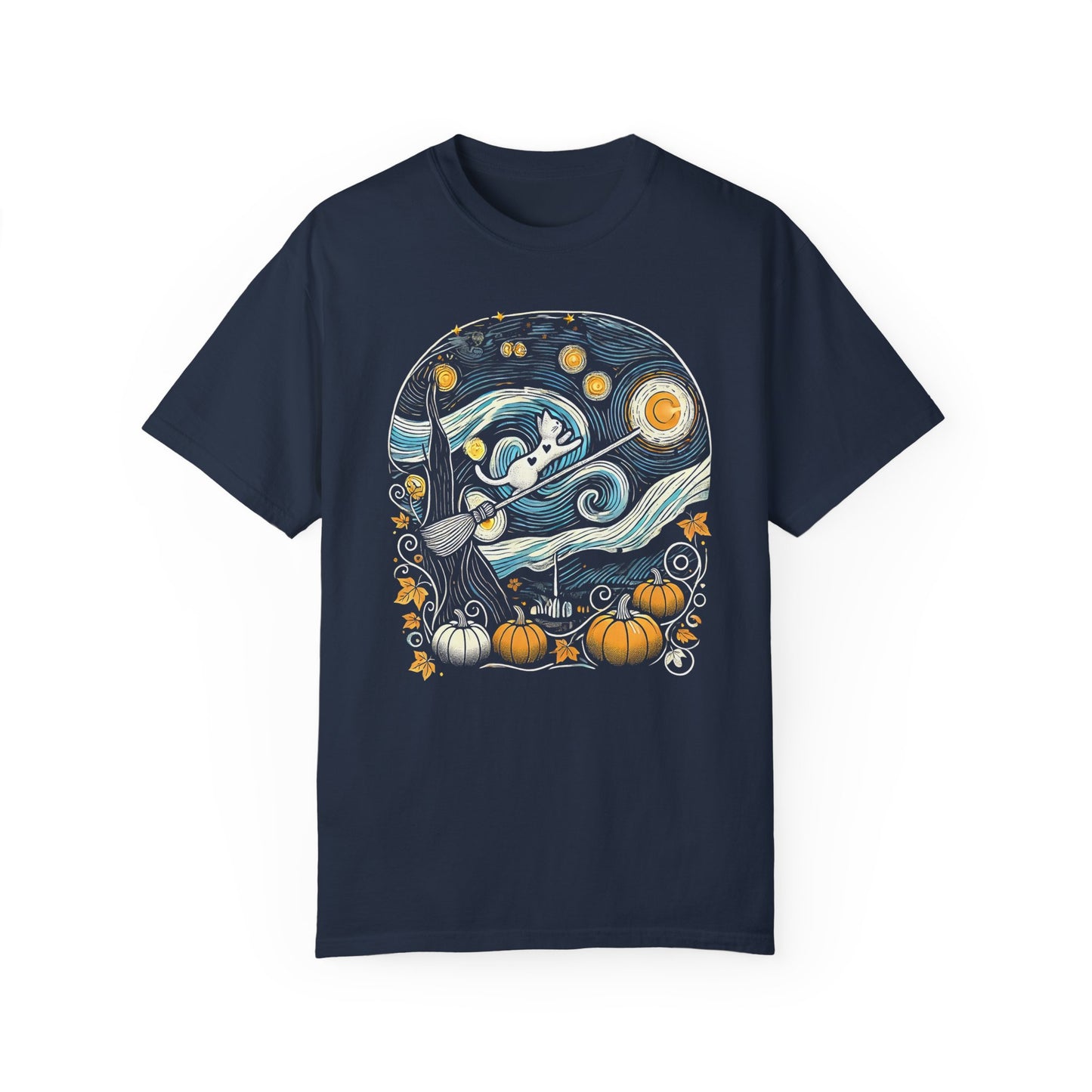 Halloween Starry Night - Broom Cat