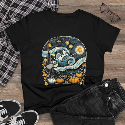 Halloween Starry Night - Broom Cat