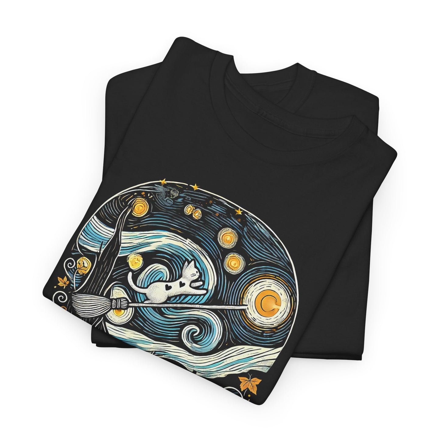 Halloween Starry Night - Broom Cat