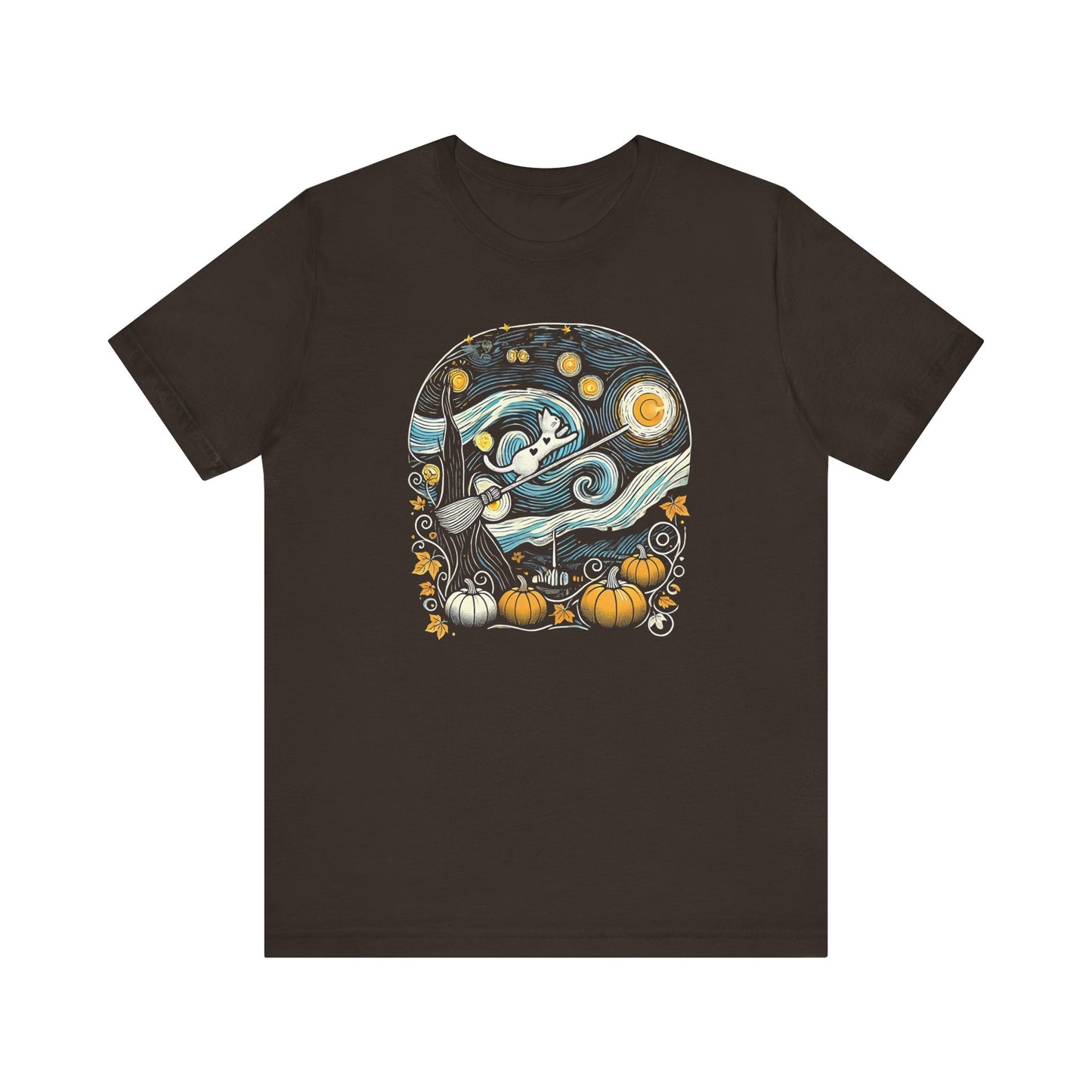 Halloween Starry Night - Broom Cat