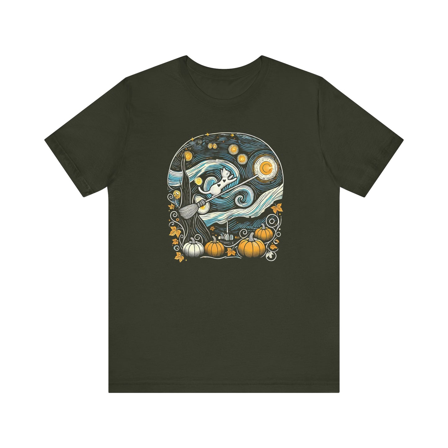 Halloween Starry Night - Broom Cat