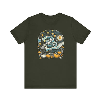 Halloween Starry Night - Broom Cat