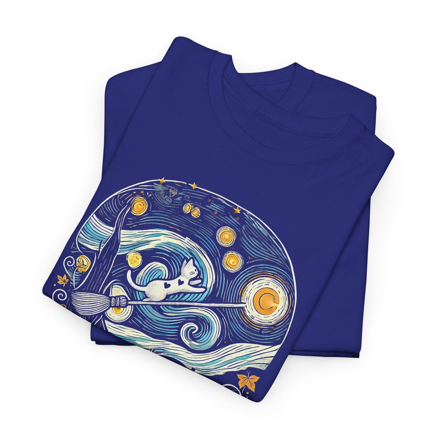 Halloween Starry Night - Broom Cat