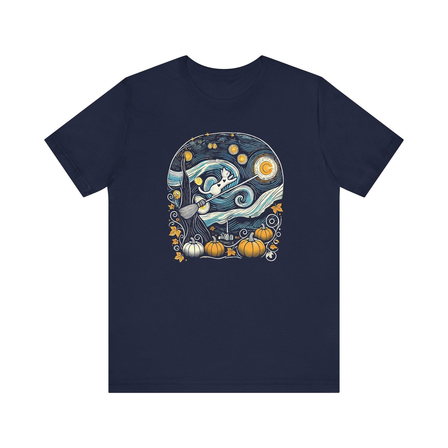 Halloween Starry Night - Broom Cat