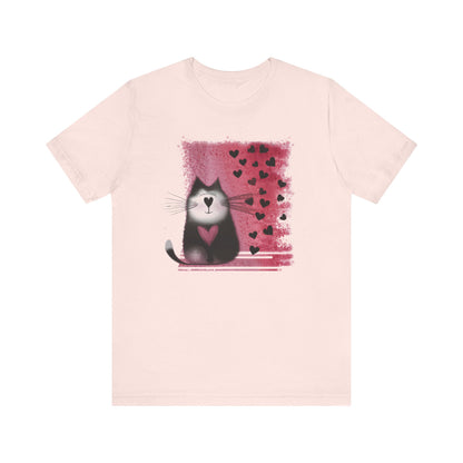 Cat Tee with Hearts - WhimsyInkWear