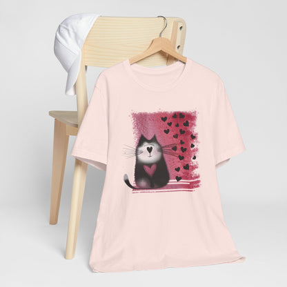 Cat Tee with Hearts - WhimsyInkWear