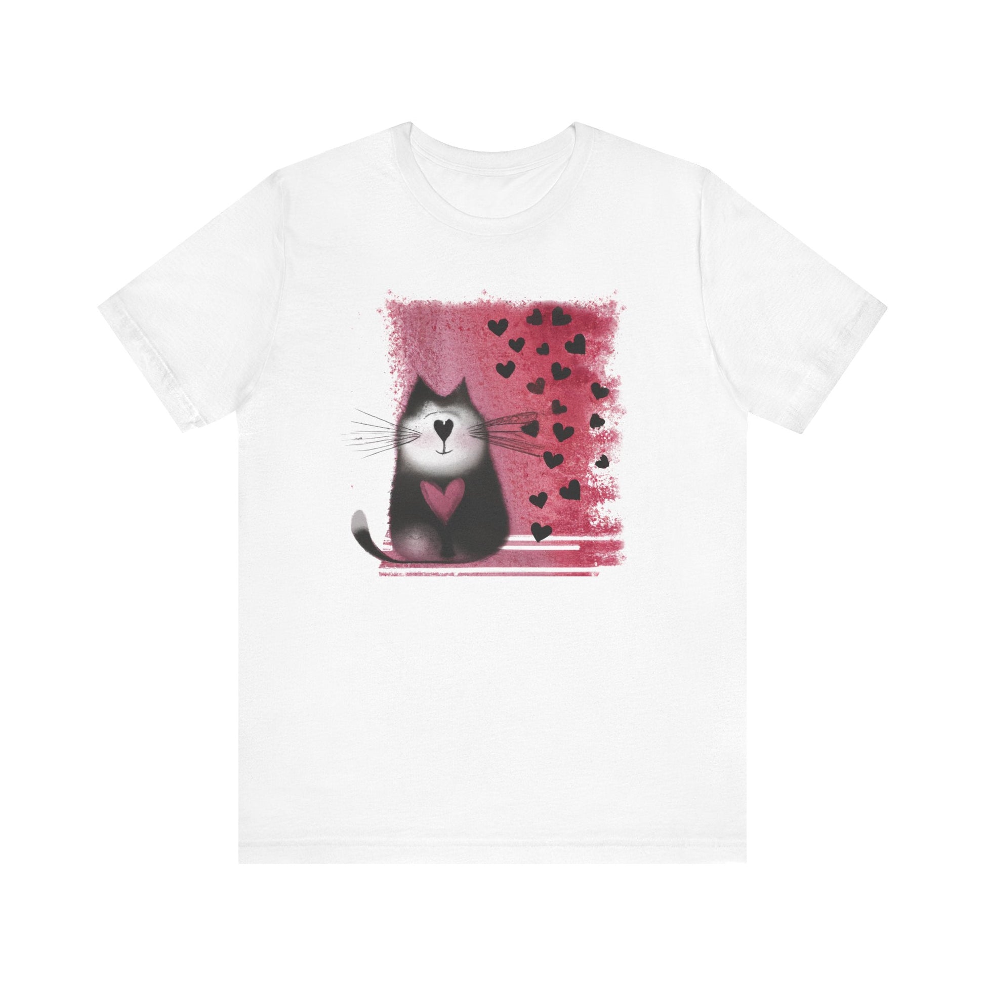 Cat Tee with Hearts - WhimsyInkWear