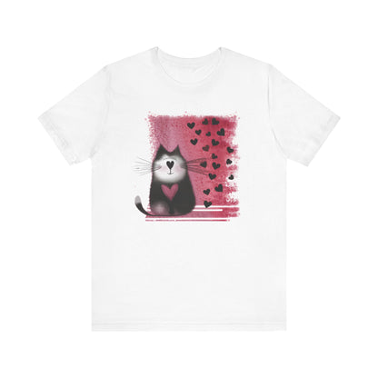 Cat Tee with Hearts - WhimsyInkWear