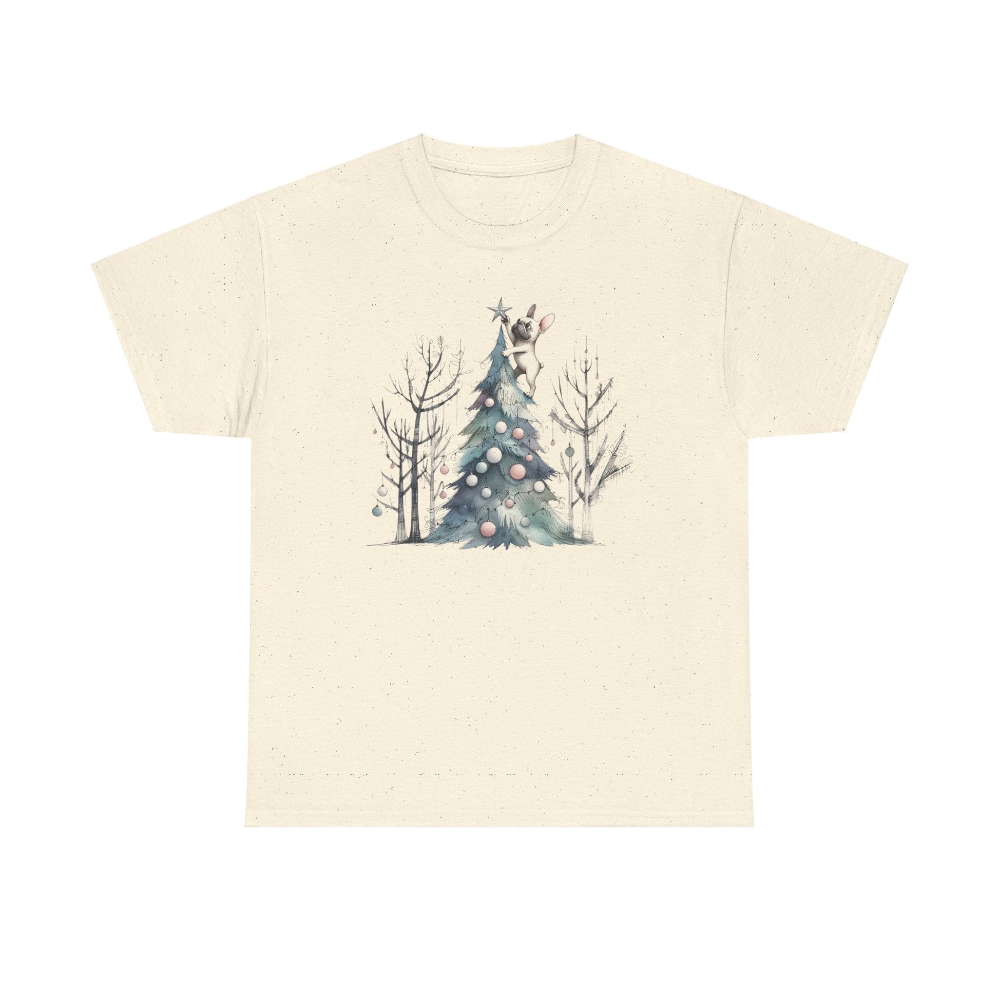 Frenchie Climbing the Christmas Tree - WhimsyInkWear