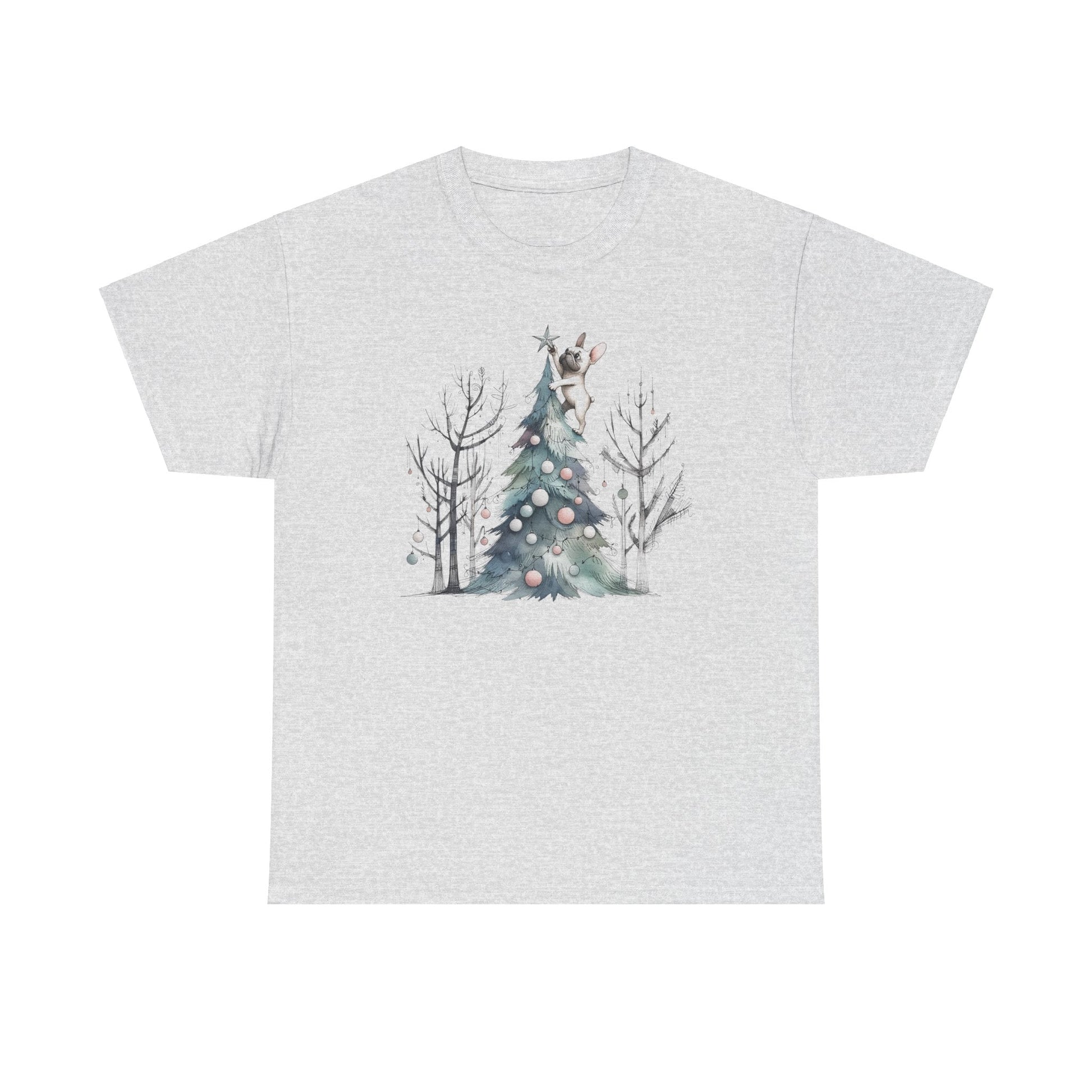 Frenchie Climbing the Christmas Tree - WhimsyInkWear