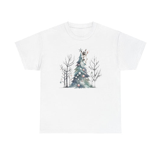 Frenchie Climbing the Christmas Tree - WhimsyInkWear