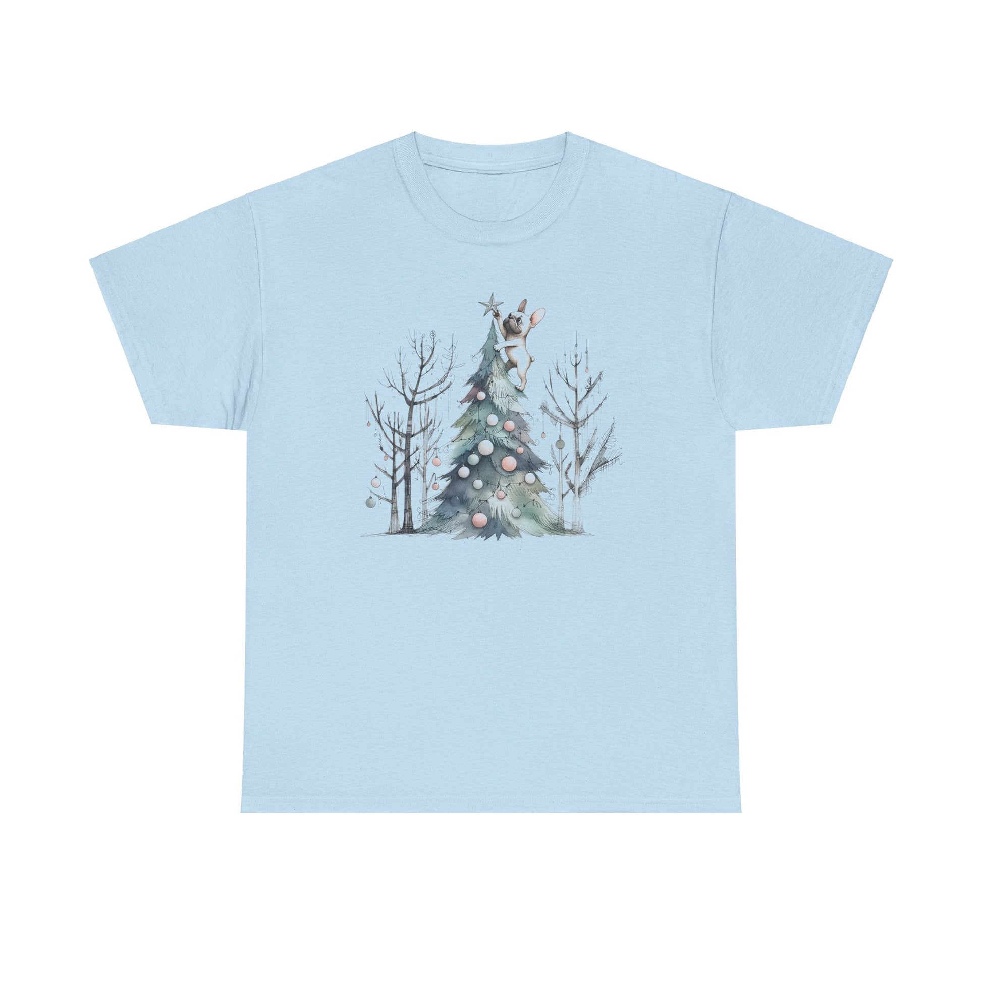 Frenchie Climbing the Christmas Tree - WhimsyInkWear