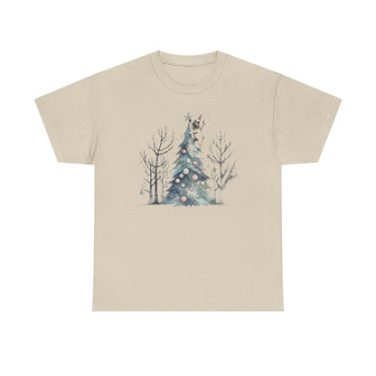 Frenchie Climbing the Christmas Tree - WhimsyInkWear