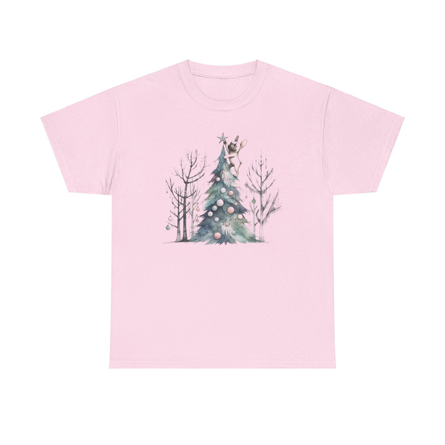 Frenchie Climbing the Christmas Tree - WhimsyInkWear