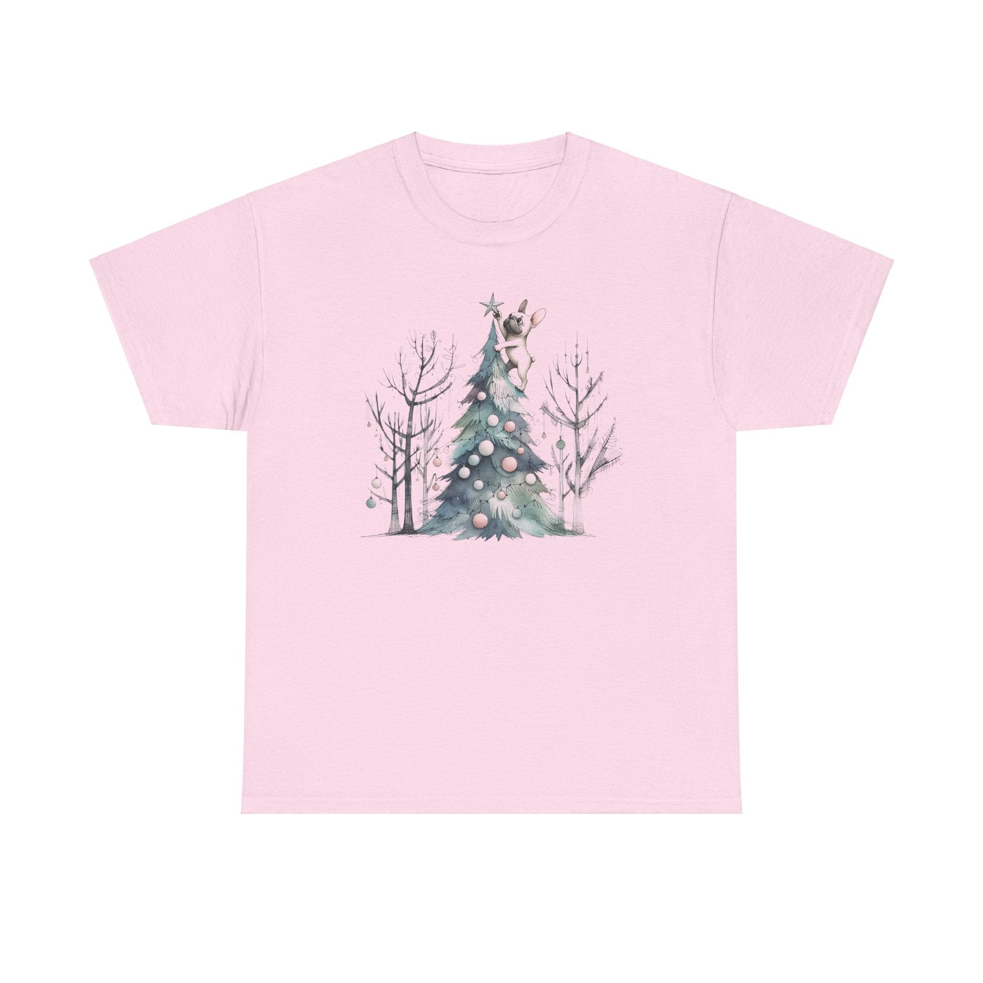 Frenchie Climbing the Christmas Tree - WhimsyInkWear