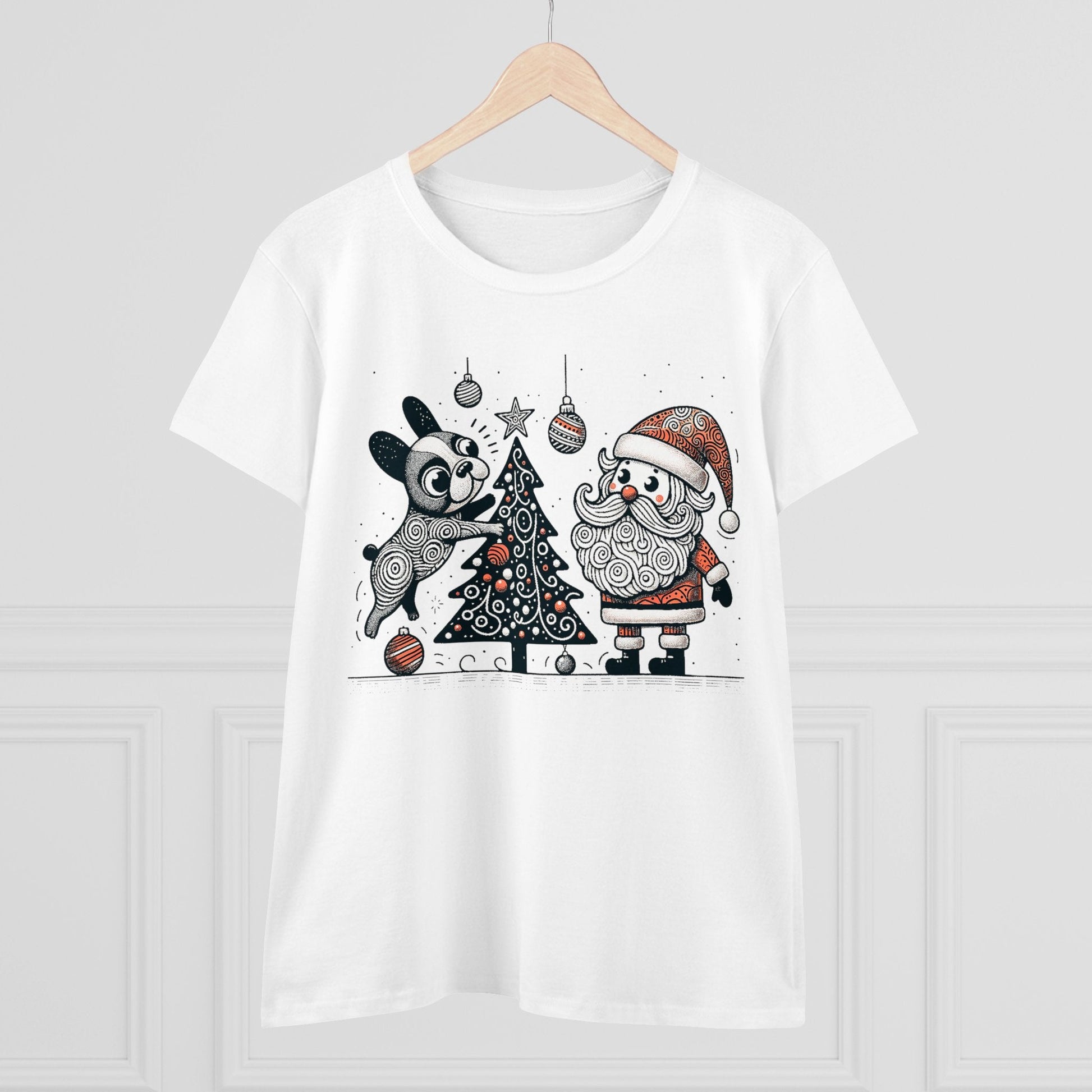 Frenchie Decorating the Christmas Tree - WhimsyInkWear