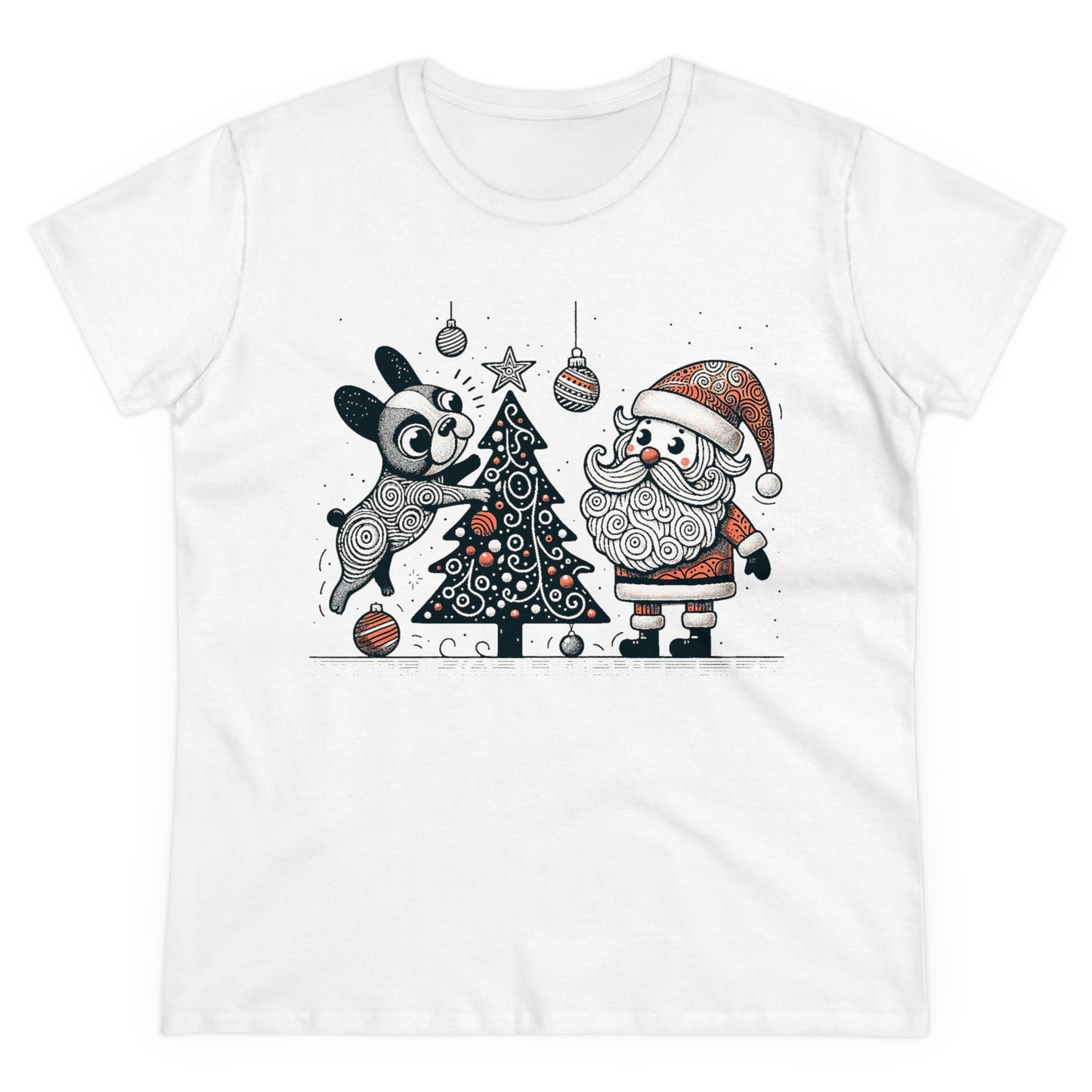 Frenchie Decorating the Christmas Tree - WhimsyInkWear