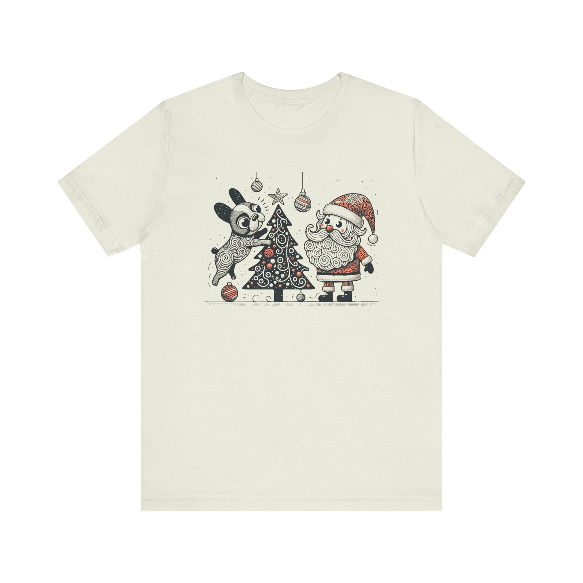 Frenchie Decorating the Christmas Tree - WhimsyInkWear