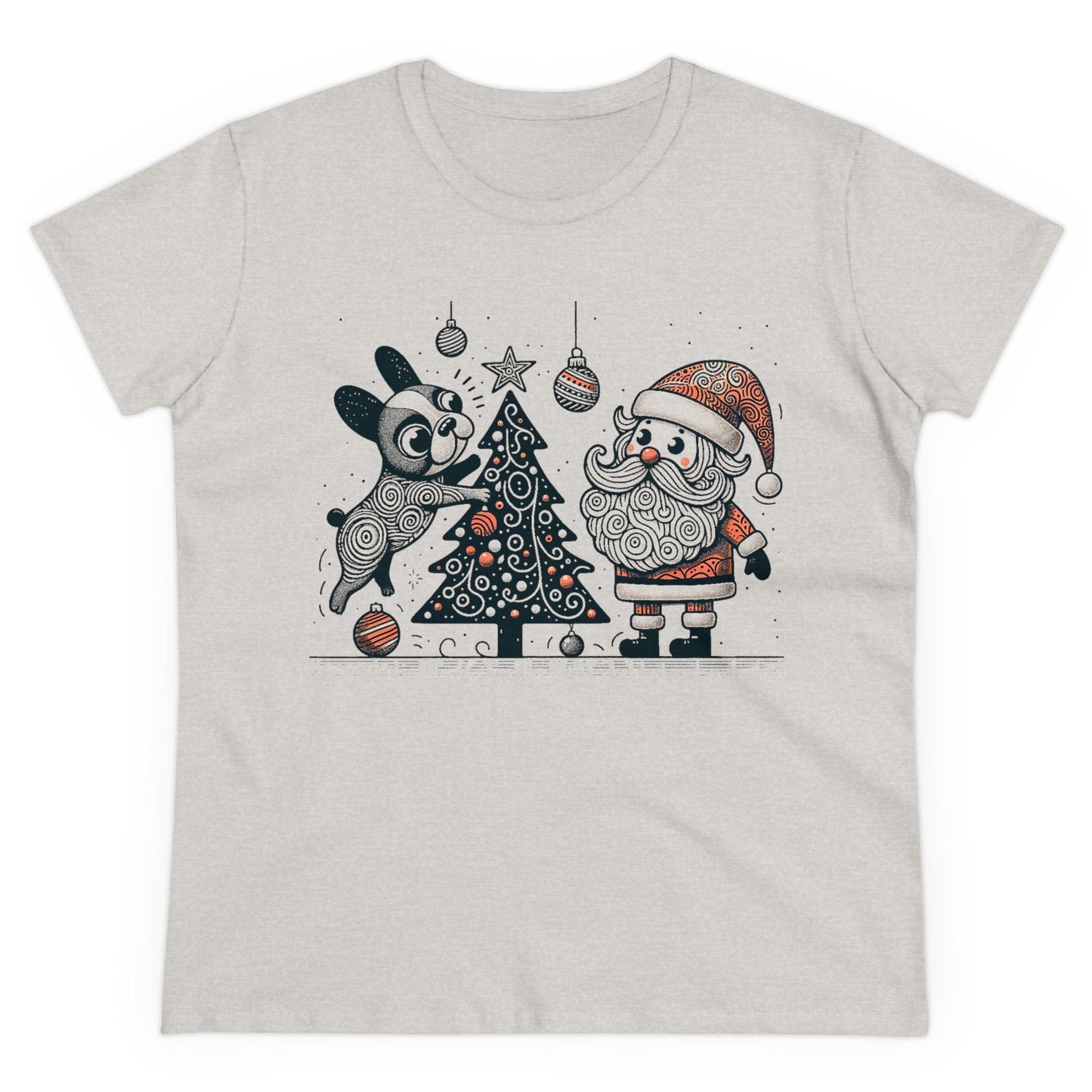 Frenchie Decorating the Christmas Tree - WhimsyInkWear