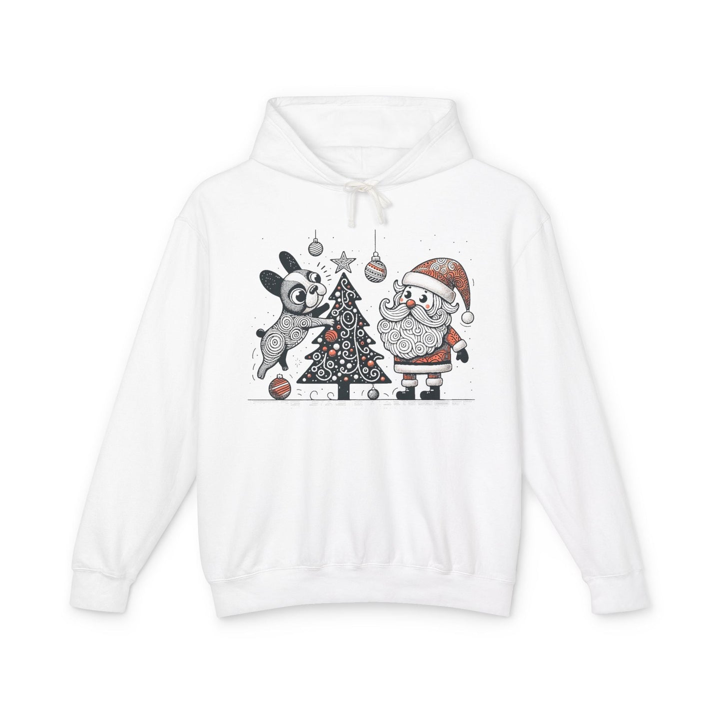 Frenchie Decorating the Christmas Tree - WhimsyInkWear