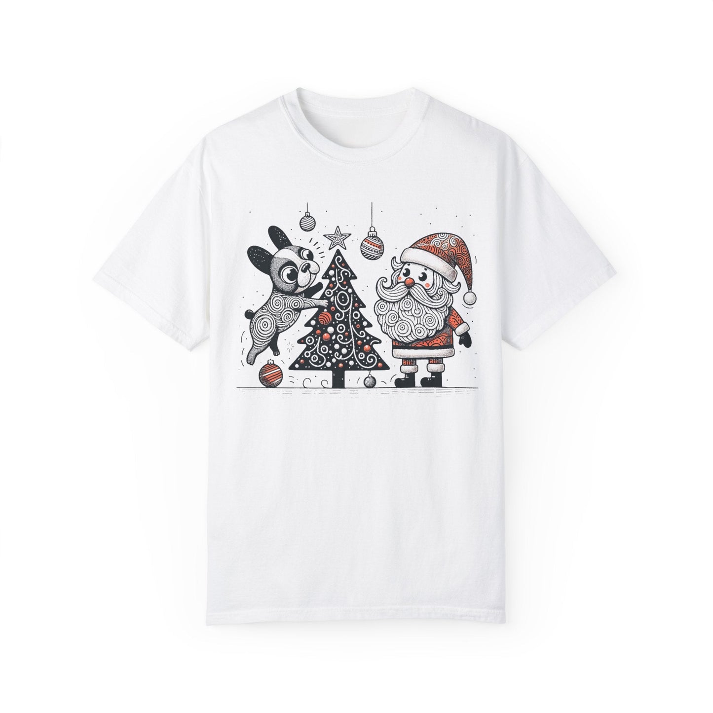 Frenchie Decorating the Christmas Tree - WhimsyInkWear