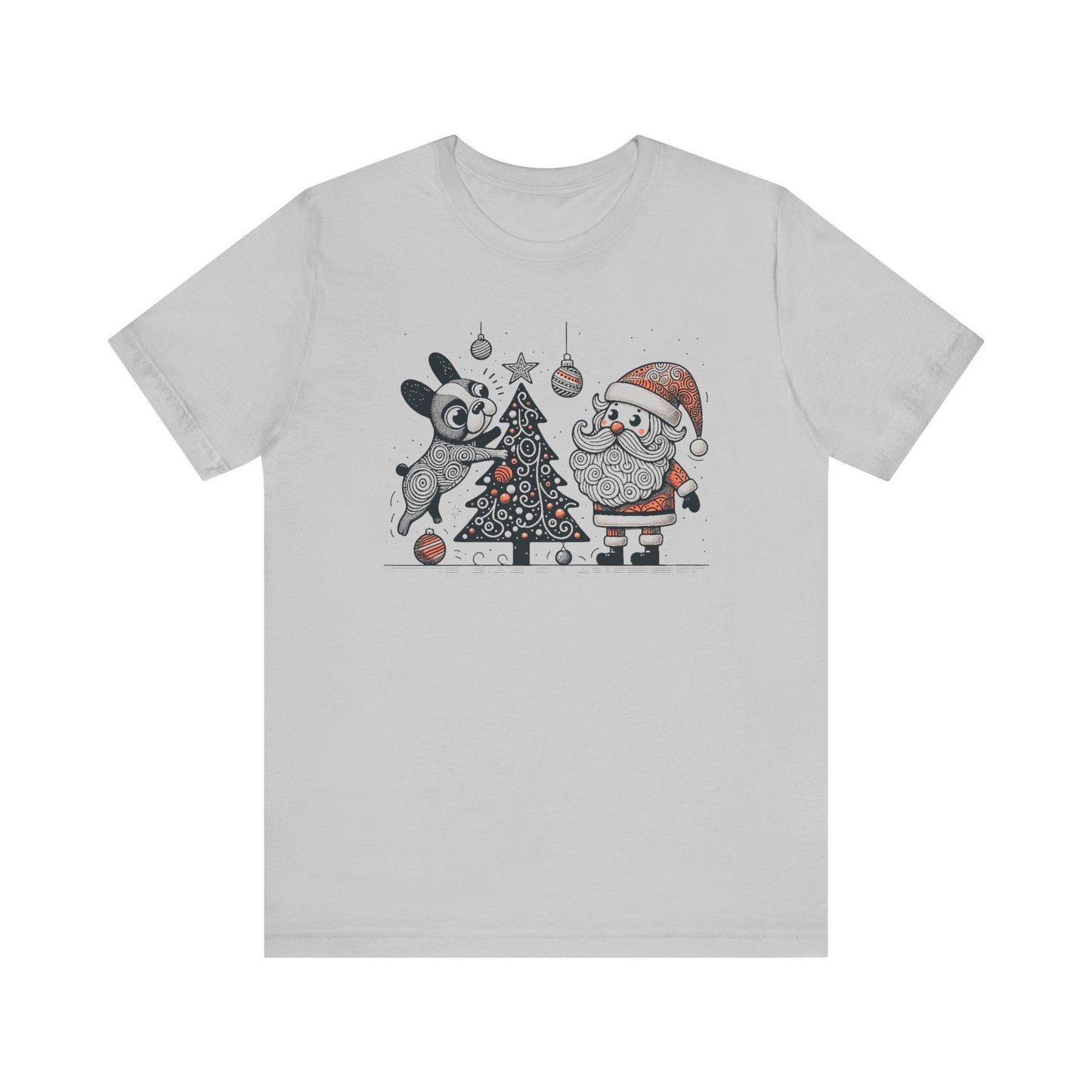 Frenchie Decorating the Christmas Tree - WhimsyInkWear