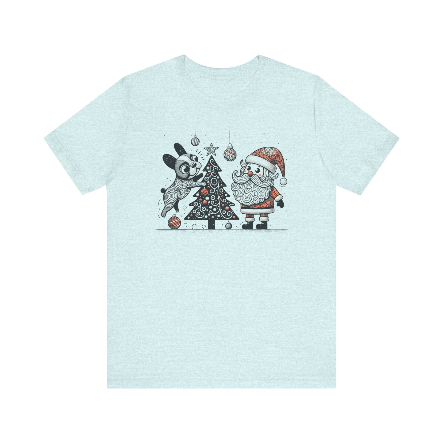Frenchie Decorating the Christmas Tree - WhimsyInkWear