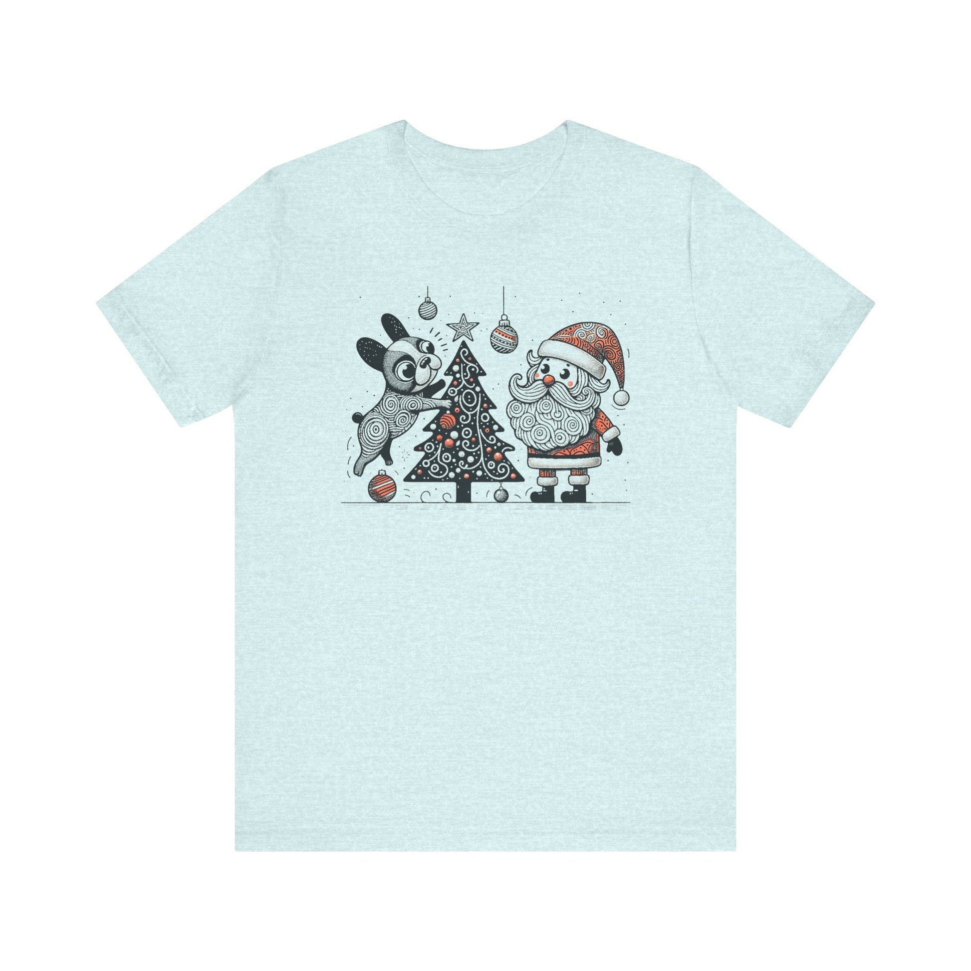 Frenchie Decorating the Christmas Tree - WhimsyInkWear