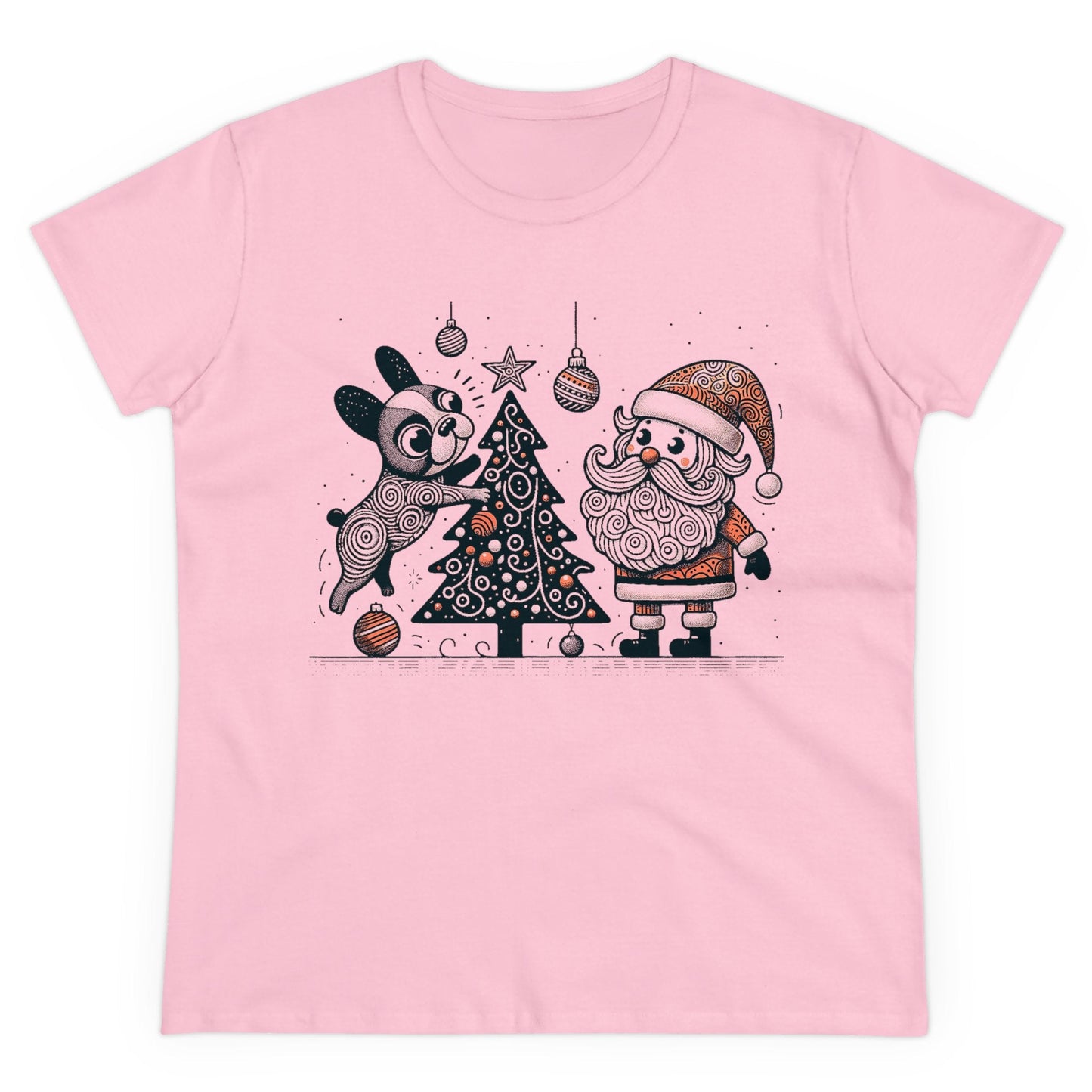 Frenchie Decorating the Christmas Tree - WhimsyInkWear