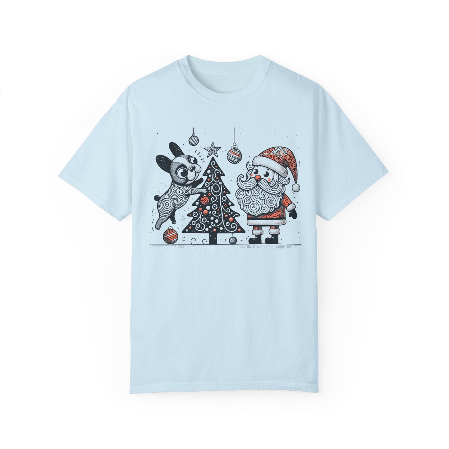 Frenchie Decorating the Christmas Tree - WhimsyInkWear