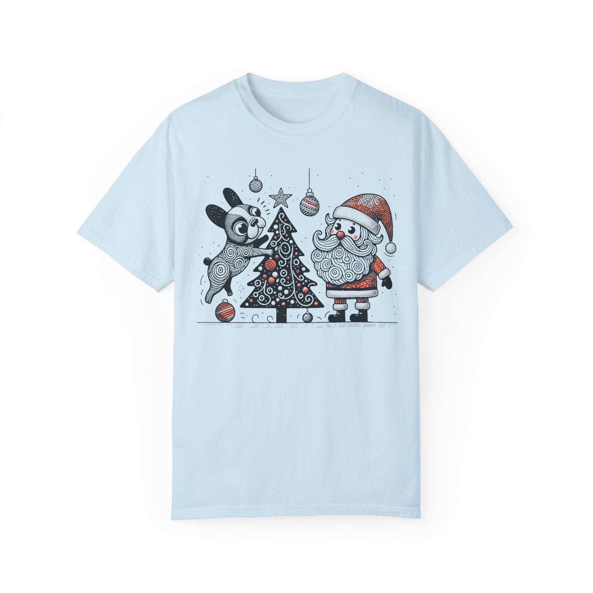 Frenchie Decorating the Christmas Tree - WhimsyInkWear