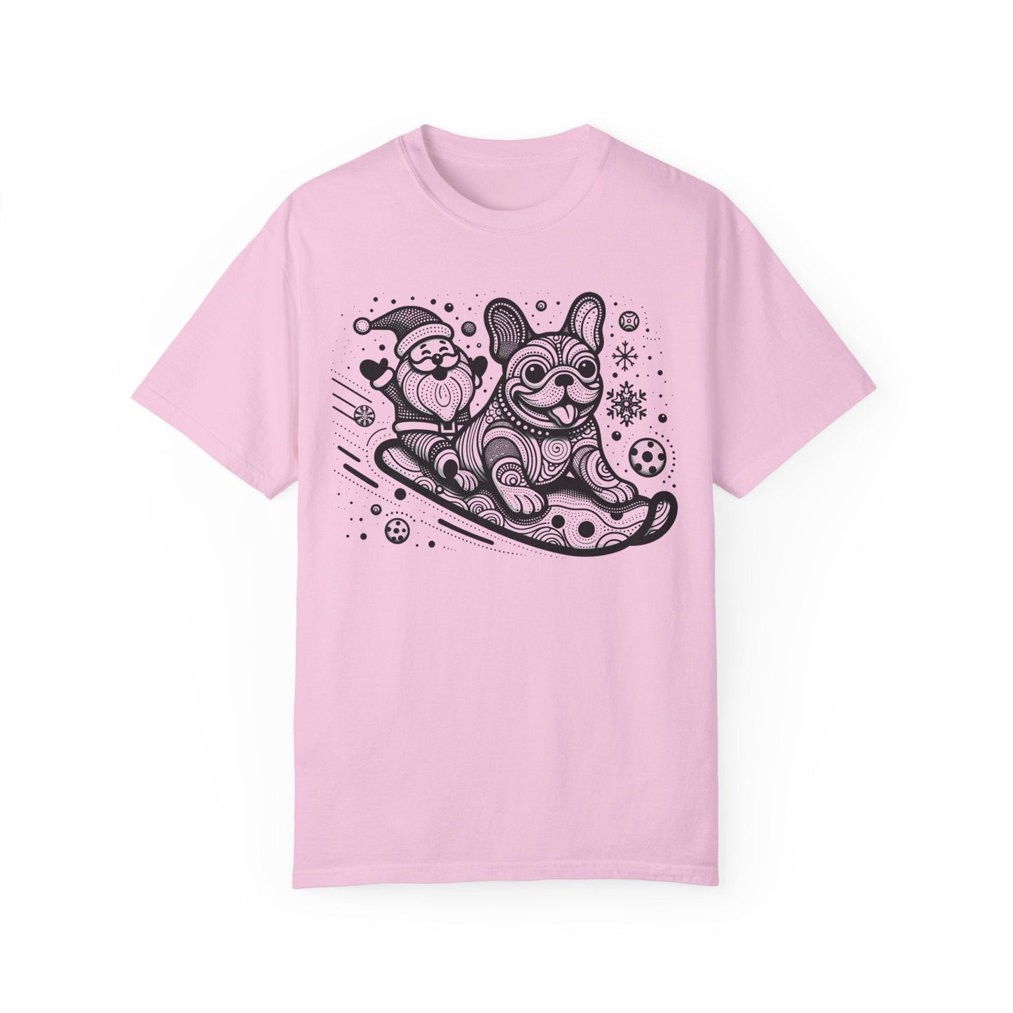 Frenchie Sledding with Santa - WhimsyInkWear