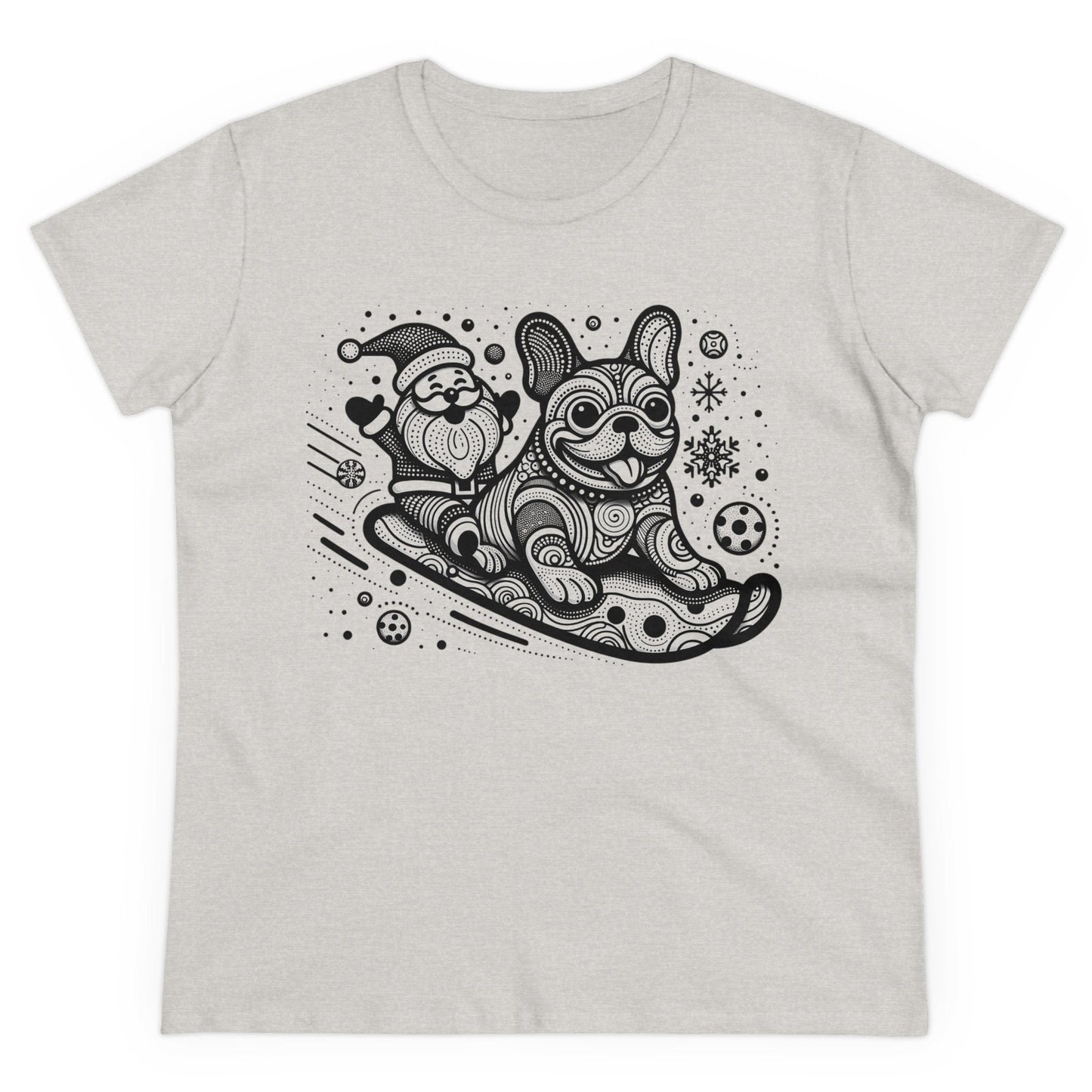 Frenchie Sledding with Santa - WhimsyInkWear