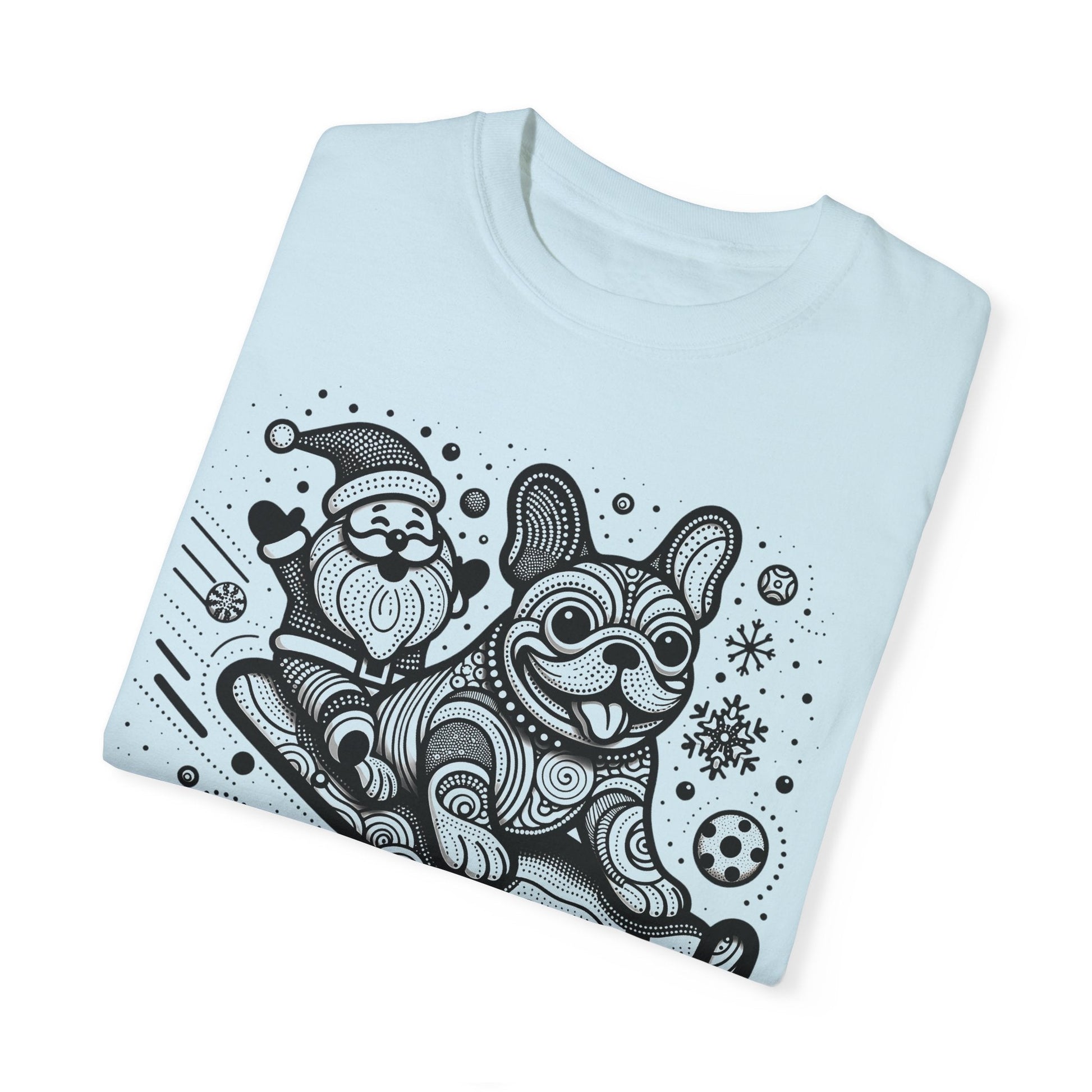 Frenchie Sledding with Santa - WhimsyInkWear