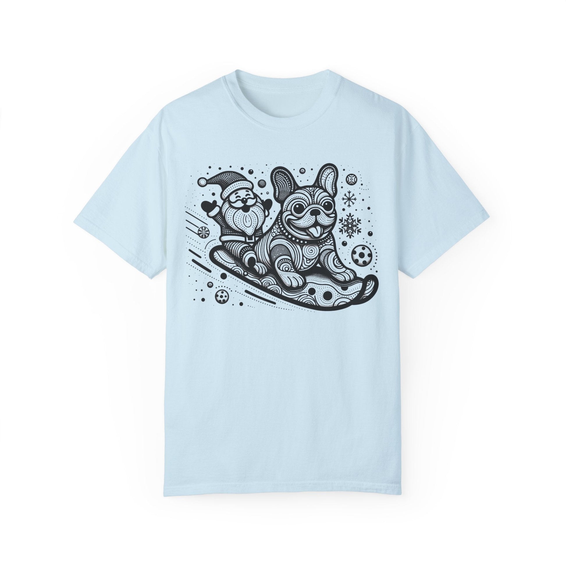Frenchie Sledding with Santa - WhimsyInkWear