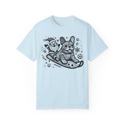 Frenchie Sledding with Santa - WhimsyInkWear