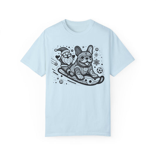Frenchie Sledding with Santa - WhimsyInkWear