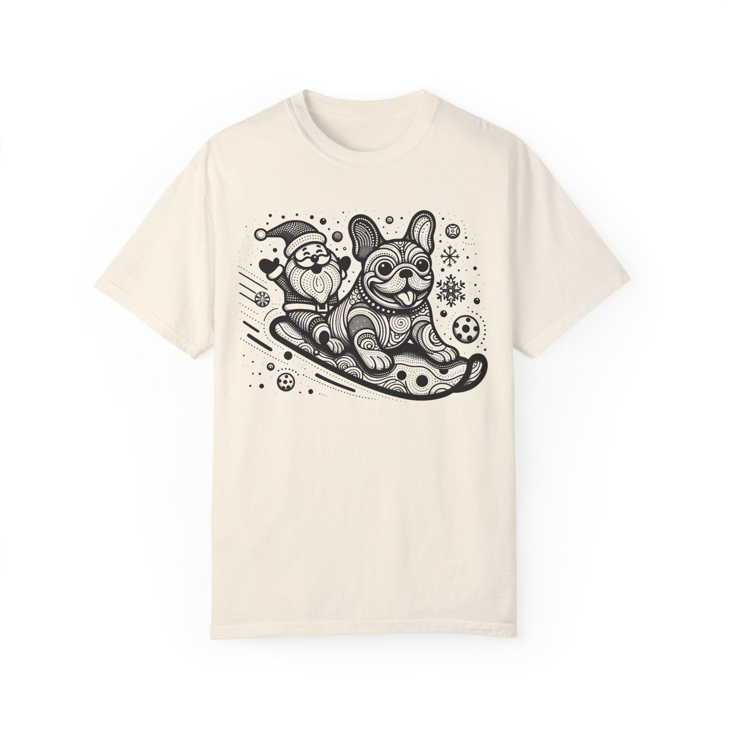 Frenchie Sledding with Santa - WhimsyInkWear