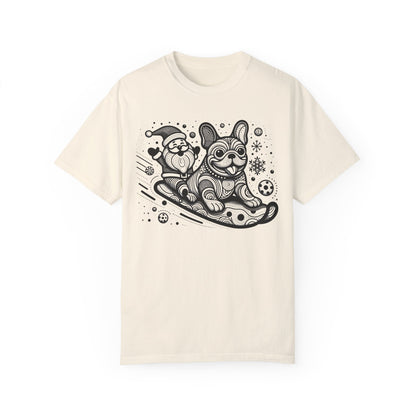 Frenchie Sledding with Santa - WhimsyInkWear